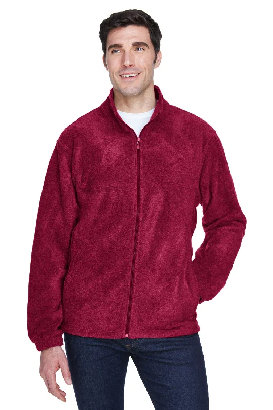 Harriton Mens Pill Resistant Fleece Full Zip Jacket - Wine Beach