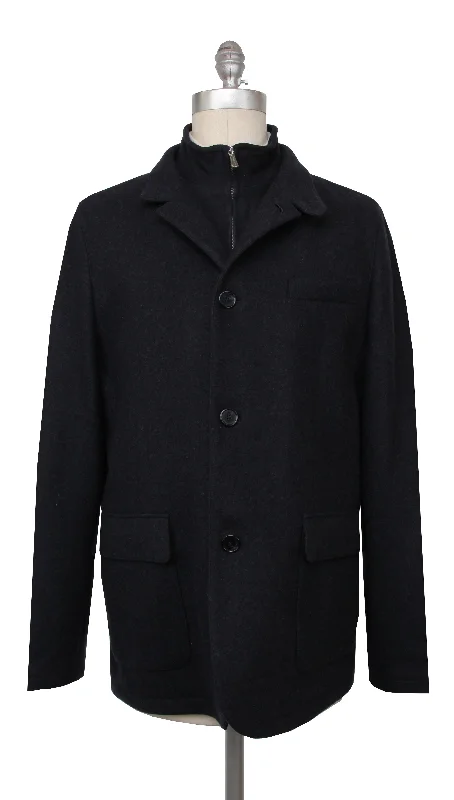 Mandelli Dark Blue Coat Elegant Men's Cashmere