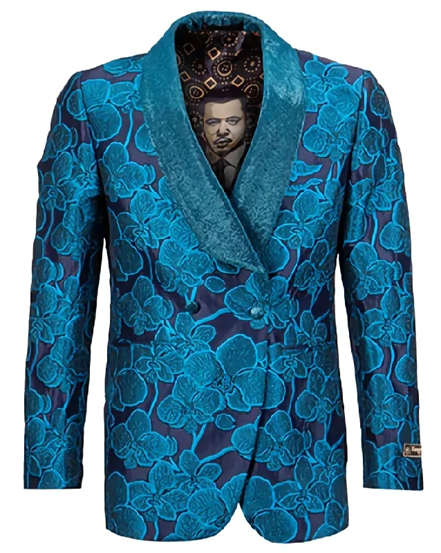 Turquoise Slim Fit Dinner Jacket Double Breasted Blazer Beach