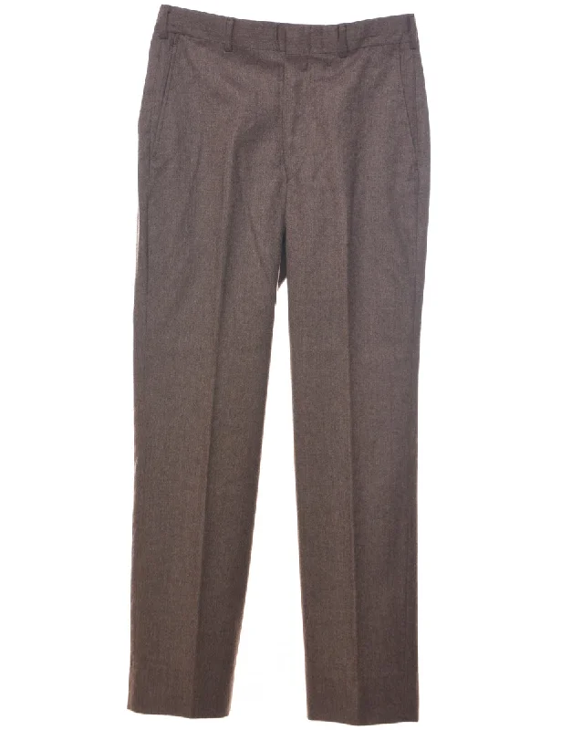 Wool Brown Trousers - W30 L29 Monochromatic All