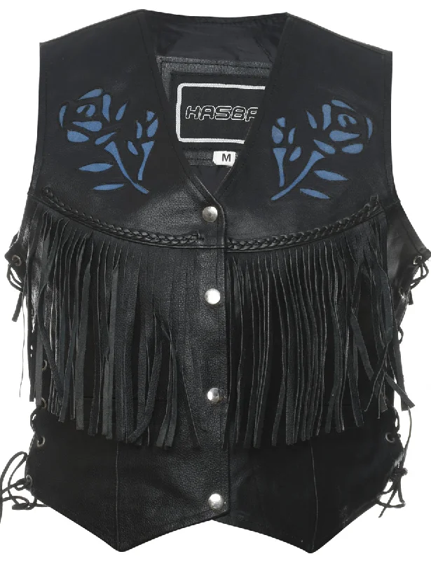 Leather Fringed Waistcoat - M Cozy Men's Winter