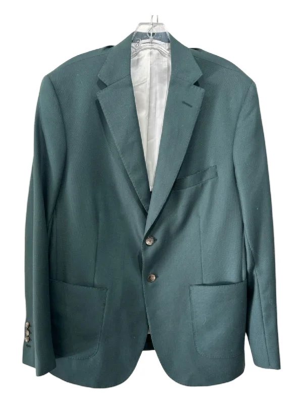 Read Wall Green Solid 2 Button Men's Blazer Gym