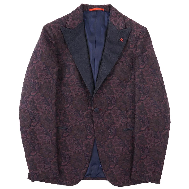 Isaia Slim-Fit Brocade Smoking Jacket Casual Men's Loose