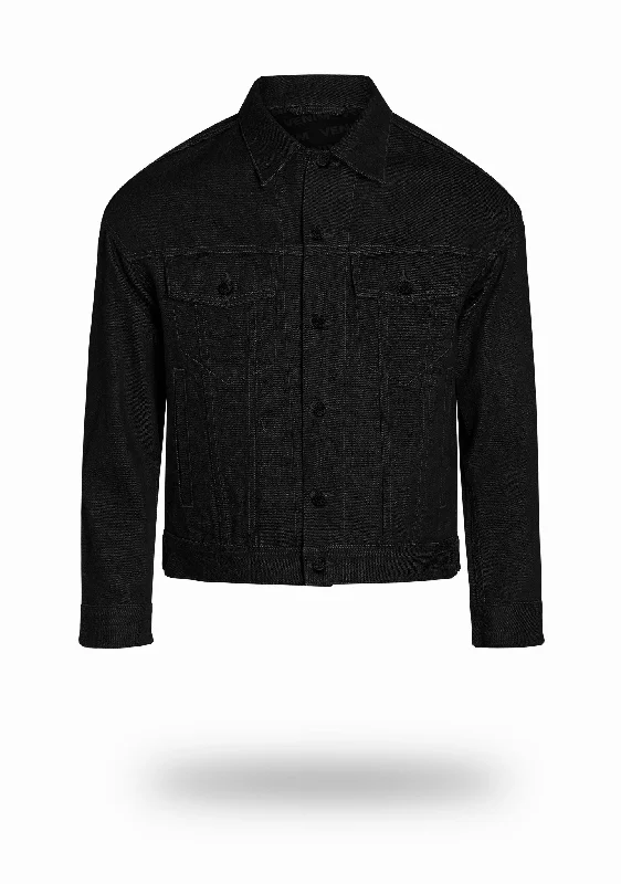 Shorter Classic Black Denim Jacket Hip Men's Retro