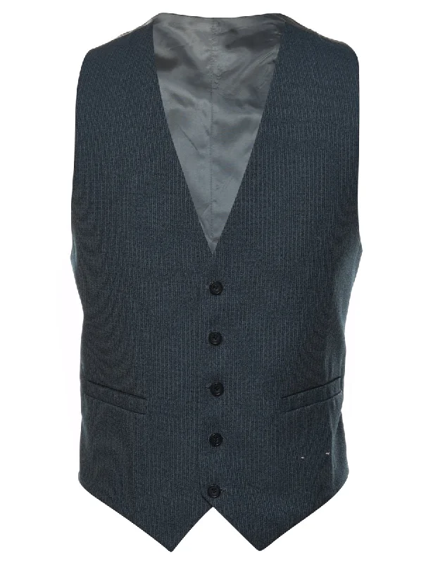 Grey Pinstriped Waistcoat - L Stylish Men's Neon