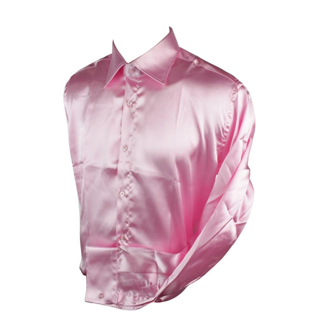 Mens Satin Silk Shirt Smart Casual Button Down Cuff Tailored Fit Shiny Party Tailored