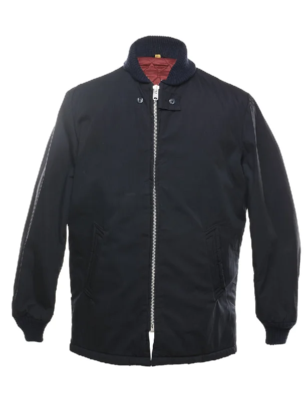 Navy Zip-Front Quilted Lined Jacket - L Artistic Men's Hand