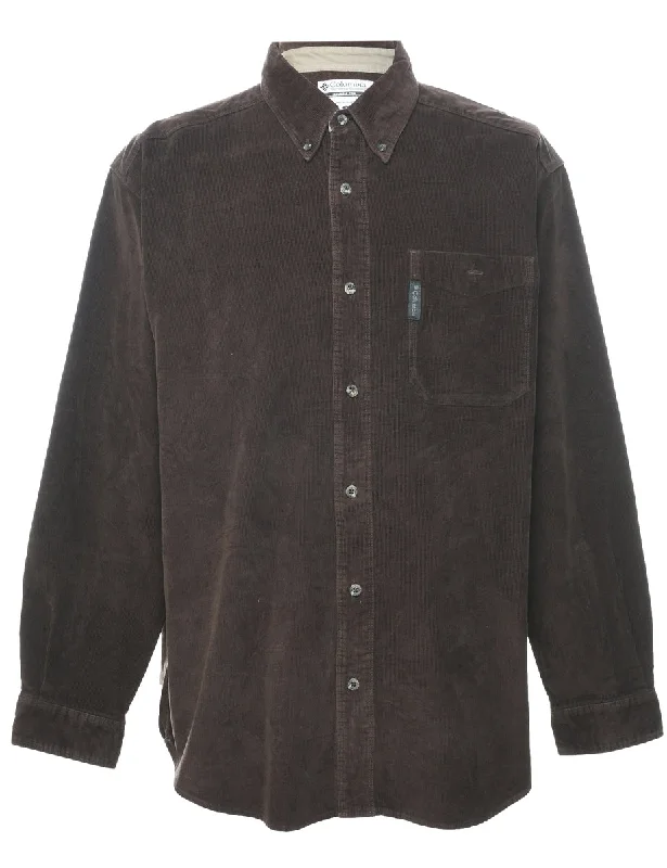 Corduroy Dark Brown Shirt - L Practical Men's Quick