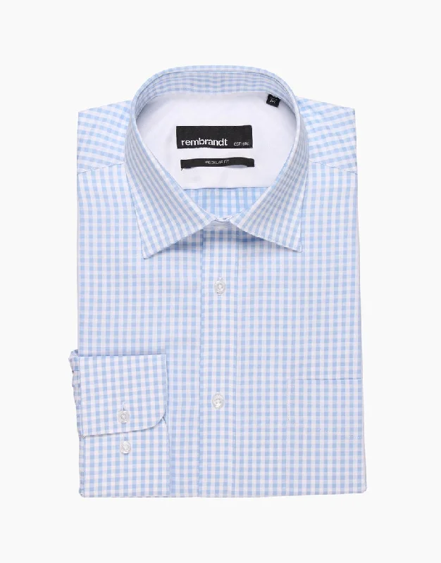 Sinatra Blue Gingham Shirt British Gentleman Style