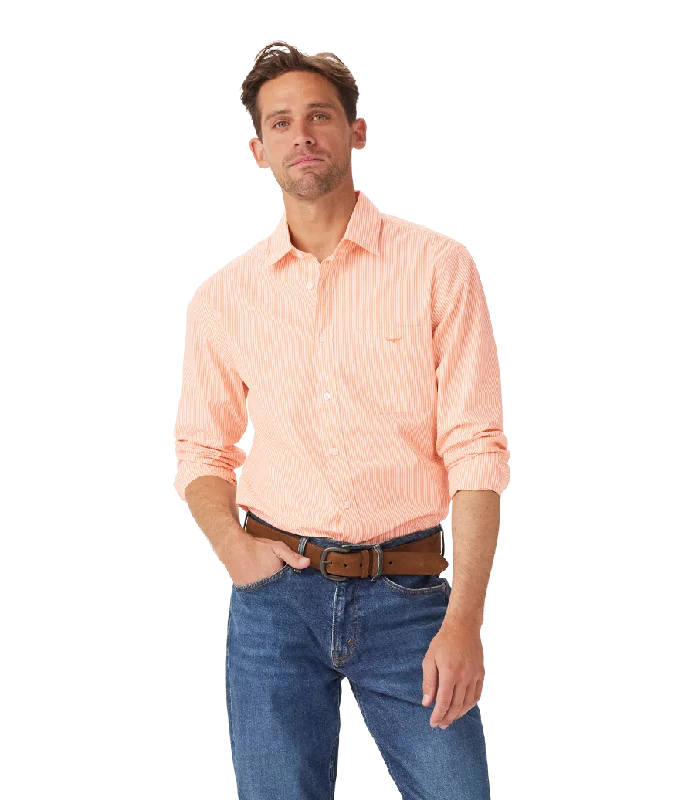 R.M.Williams - Regular Shirt - Poplin - Stripe - Orange & White Cool Men's Skate