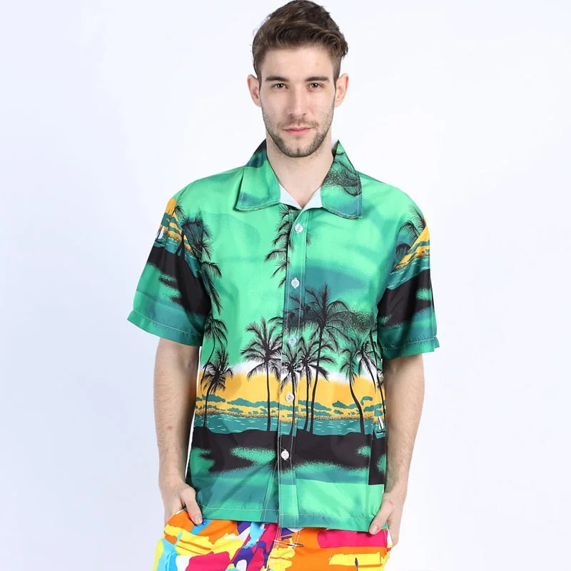 Mens Hawaii Shirt For Summer Beach Leisure Fashion Floral Tropical Seaside Hawaiian Shirts 2018 New Casual Camisas Short Sleeve Preppy Men's College