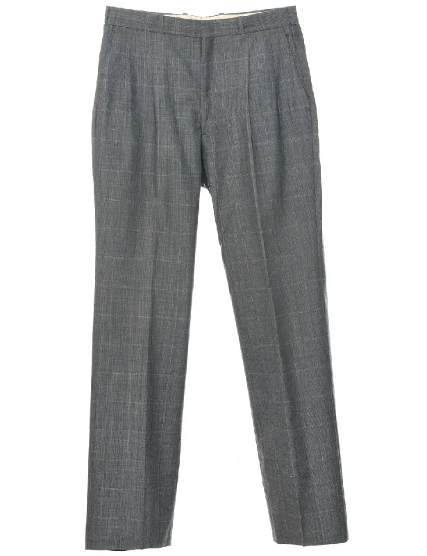 Checked Pattern Trousers - W30 L31 Elegant Men's Formal 