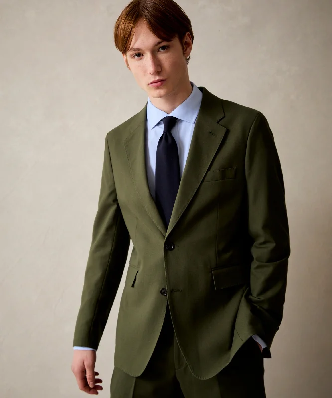 Italian Cotton Sutton Jacket in Olive Laid