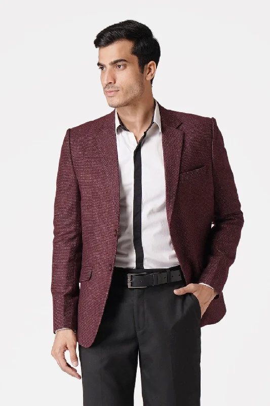 Tweed Maroon Blazer Unique Men's Patch