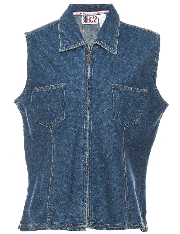 Bill Blass Denim Jacket Vest - L Sporty Men's Athleisure 