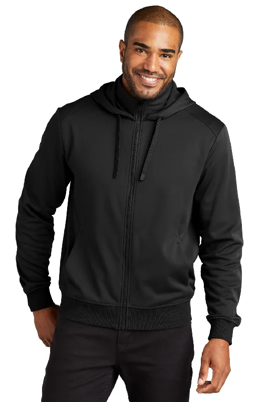 Port Authority Mens Smooth Fleece Full Zip Hooded Jacket - Deep Black Youthful Men's Anime