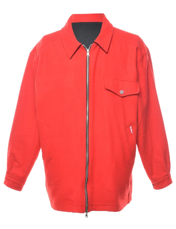 Zip-Front Red Classic Jacket - L Stylish Men's Tropical 