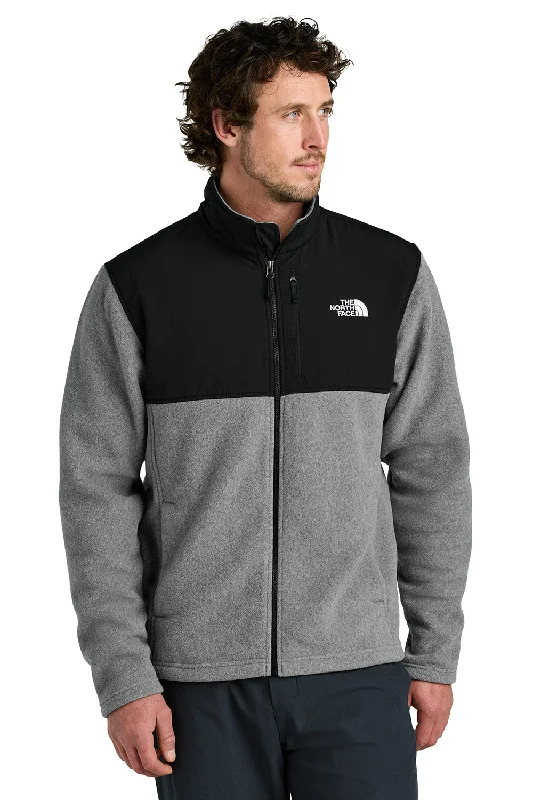 The North Face Mens Highest Peak Fleece Full Zip Jacket - Heather Medium Grey/Black - New Streetwear Style