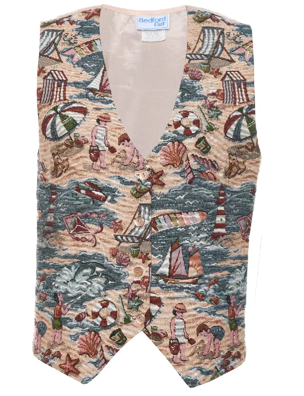 Novelty Print Waistcoat - M Artistic Men's Hand