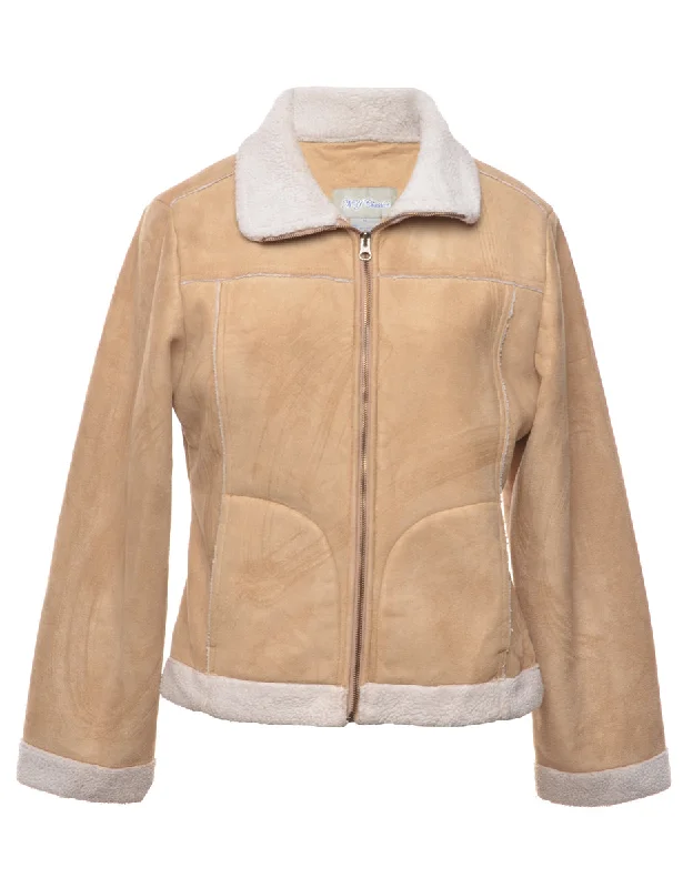 Faux Shearling Lining Beige Jacket - M Artistic Men's Avant