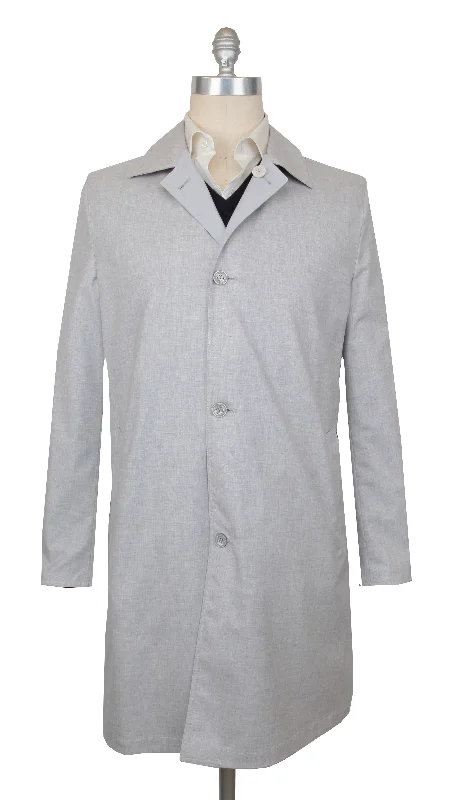 Kiton Light Gray Raincoat Modern Men's Tech