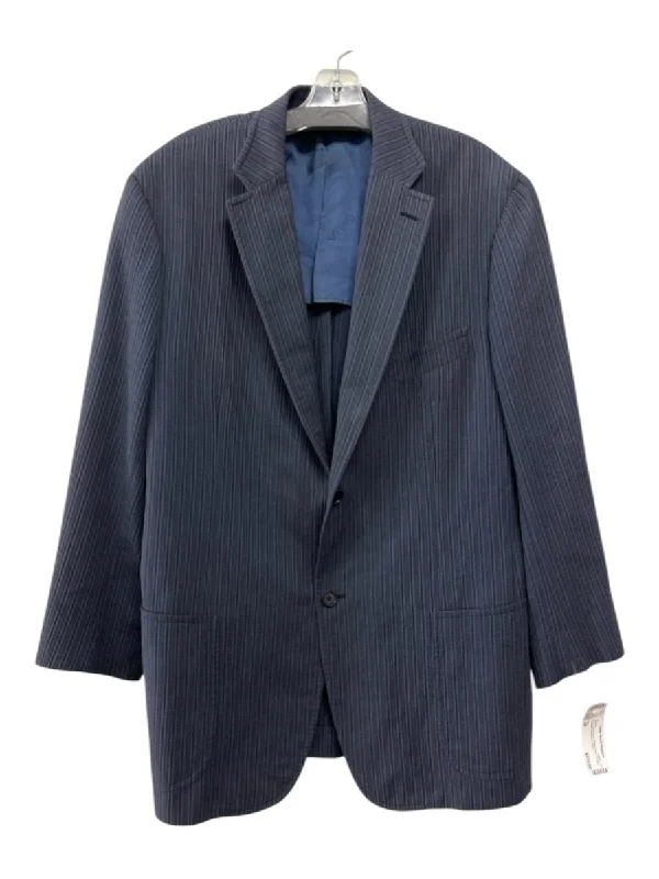 Isaia Blue Wool Blend Striped Patch Pocket 2 Button Men's Blazer Modern Men's Tech