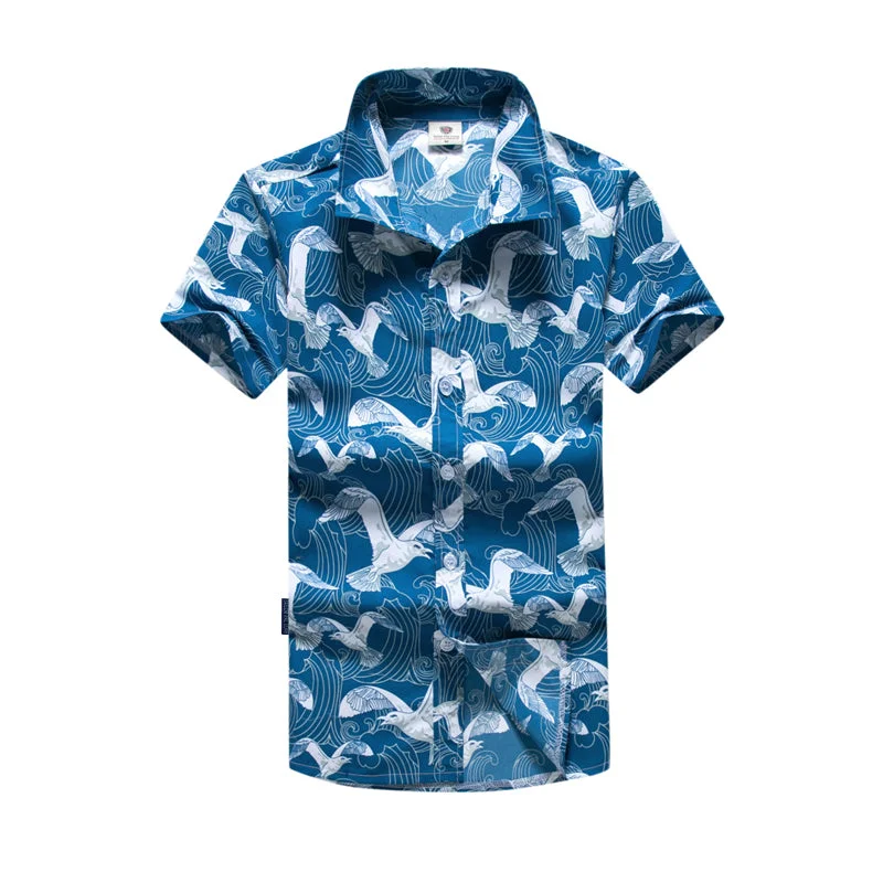 Hawaiian Shirt Men Fashion Quick-drying breathable Beach Shirts Short Sleeve Casual printing New 2017 Male Board Shirts Polished Men's Satin