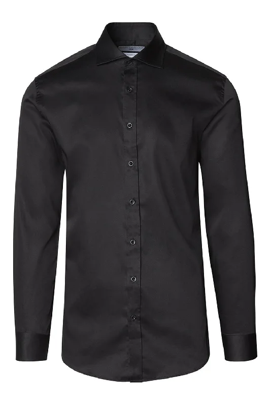 Spread Collar Dress Shirt- Black British Gentleman Style