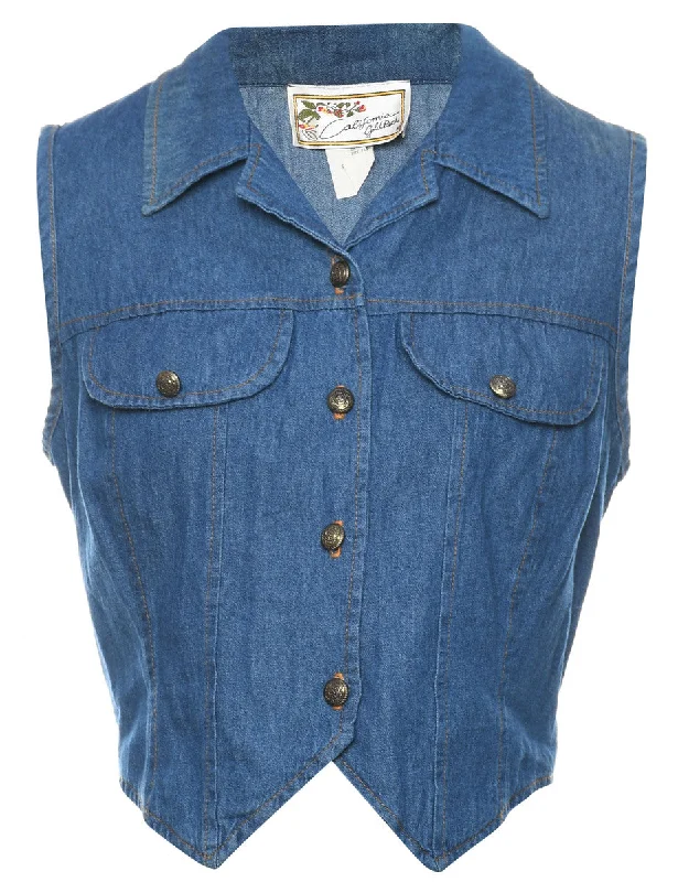 Cropped Denim Jacket Vest - M Monochromatic Office Style