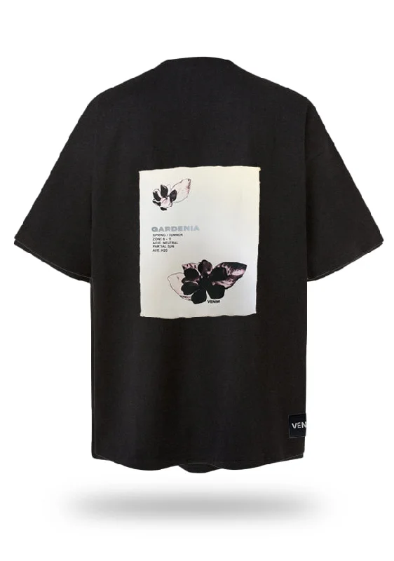 Plantae Gardenia Ultrawide Black T-Shirt Trendy Men's Oversized