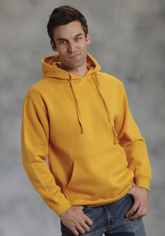 Ouray Mens Yellow Poly/Cotton USA Solid Hoodie Gym