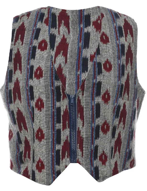 Ikat Pattern Waistcoat - M Modern Men's 