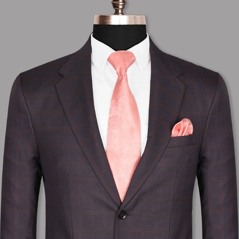 Purple with Red Windowpane Premium Wool Blazer Street