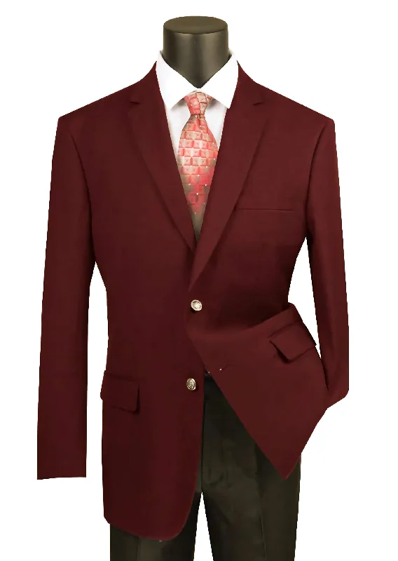 Regular Fit Blazer 2 Button in Burgundy Gym