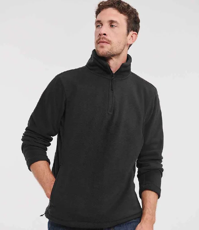 Russell Zip Neck Outdoor Fleece | Black Unique Men's Upcycled