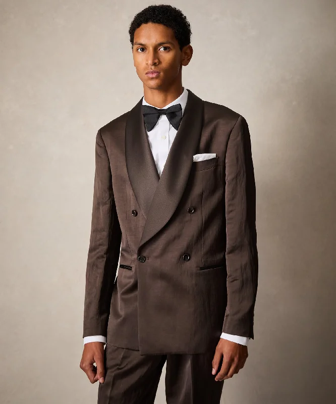 Italian Double Breasted Shawl Tuxedo Jacket in Brown Casual Men's Japanese 