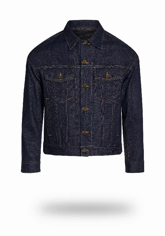 Shorter Indigo Denim Jacket Streetwear Style