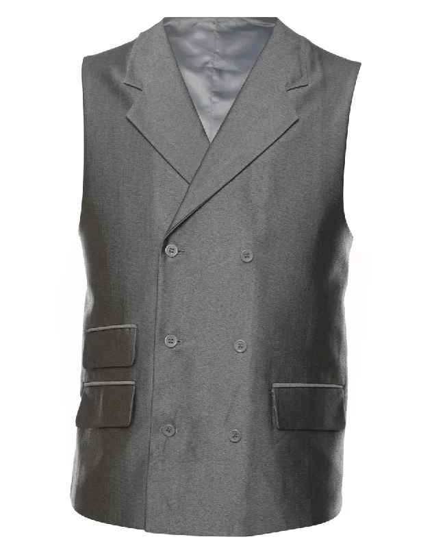 Double-Breasted Grey Waistcoat - L Sporty Men's Tennis