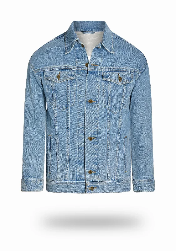 Longer Light Wash Denim Jacket British Gentleman Style