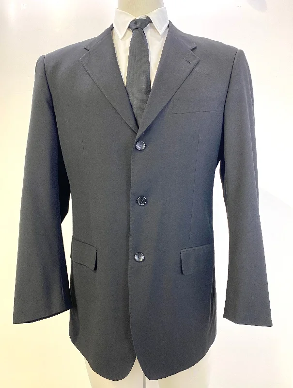 Mid-1990s Vintage Black Designer Blazer, Giorgio Armani Collezioni Classy Jacket, C42 Sleek Men's Metallic