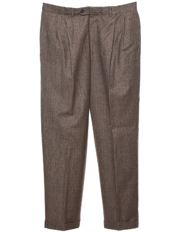 Wool Checked Pattern Trousers - W34 L30 Practical Men's Multi