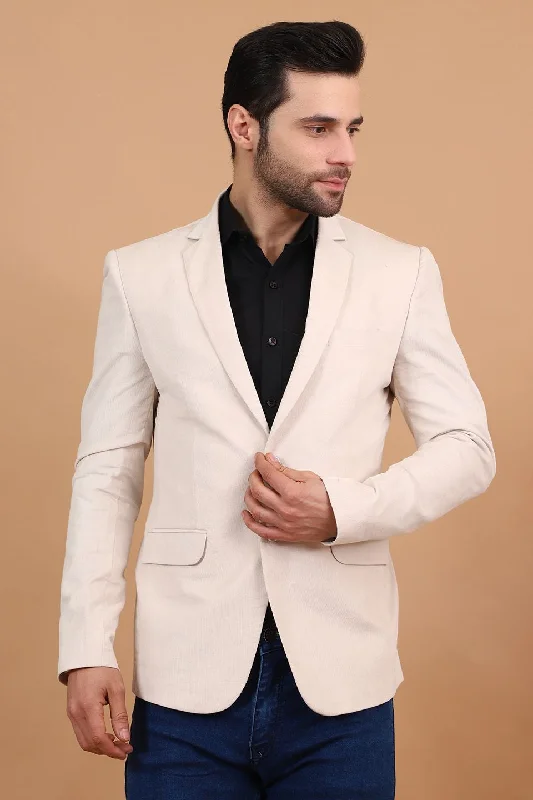 Corduroy Cotton Off-White Blazer Monochromatic All