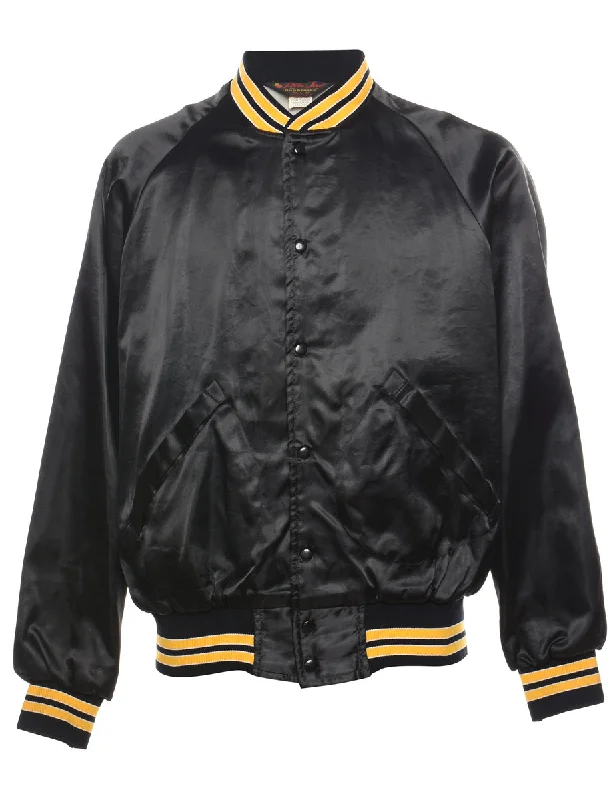 Nylon Black & Yellow Printed Shiny Bomber Jacket - L Confident Men's Power