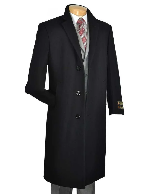 Vinci 48" Long Dress Top Coat (Black) CL48 Stylish Men's Tropical 