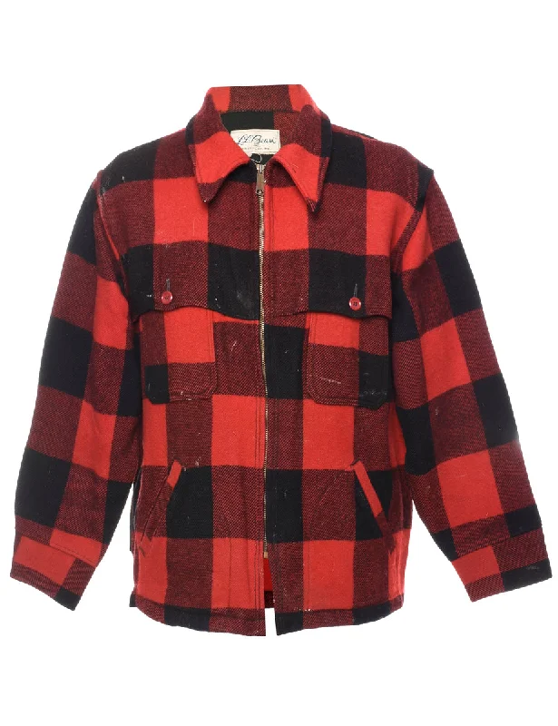 L.L. Bean Buffalo Check Wool Jacket - L Business