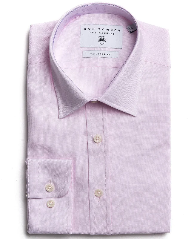 Italian Collar Textured Dress Shirt - Pink Casual Men's Japanese 