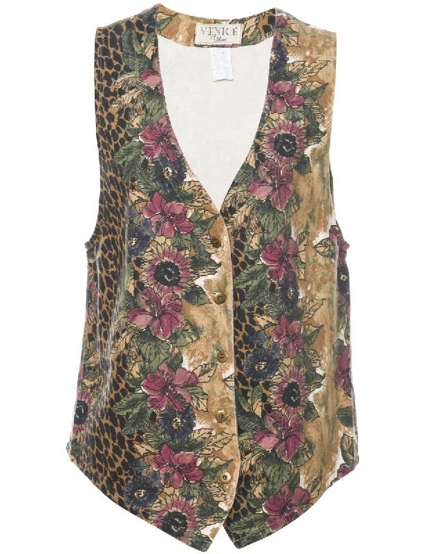 Floral Pattern Waistcoat - M Confident Men's High