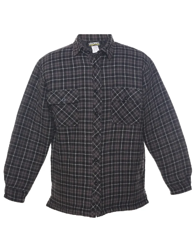 Long Sleeved Checked Shirt - L Cool Men's Distressed