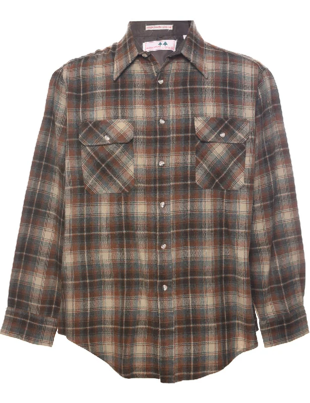 Long Sleeved Checked Shirt - L Confident Men's High