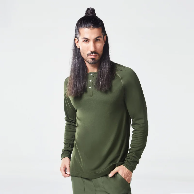 Code Urban Henley Tee - Kombu Green Cozy Men's Winter